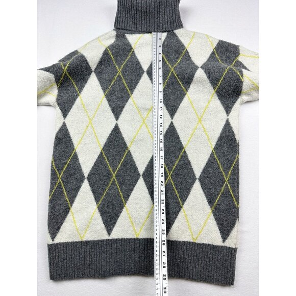 PRINGLE Of Scotland X H&M Argyle Oversize Turtleneck Sweater Size S Womens White - Picture 6 of 8